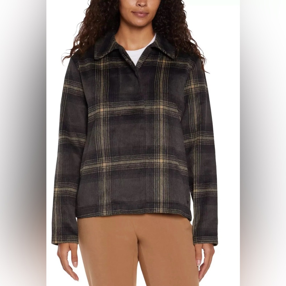 NWT Banana Republic Women’s Black Plaid Snap Front Flannel Jacket XXL